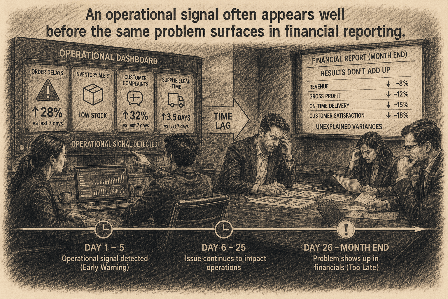 An operational signal often appears well before the same problem surfaces in financial reporting.